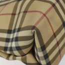 BURBERRY Nova Check Hand Bag PVC Beige Black Silver Auth BD1373-16