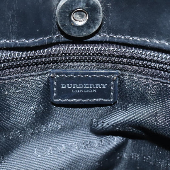 BURBERRY Nova Check Hand Bag PVC Beige Black Silver Auth BD1373