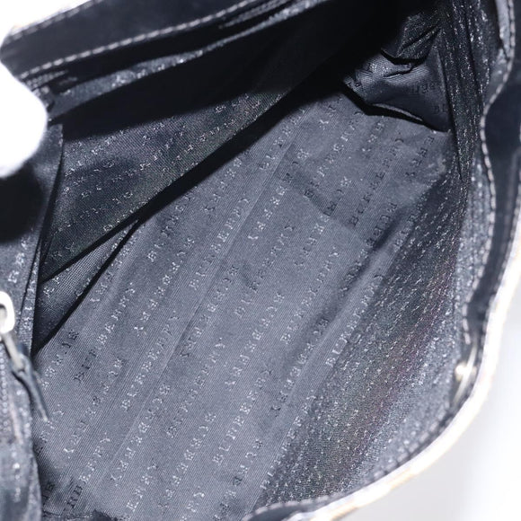 BURBERRY Nova Check Hand Bag PVC Beige Black Silver Auth BD1373