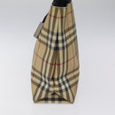 BURBERRY Nova Check Hand Bag PVC Beige Black Silver Auth BD1373-3