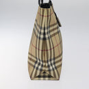 BURBERRY Nova Check Hand Bag PVC Beige Black Silver Auth BD1373-4