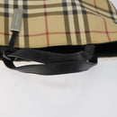 BURBERRY Nova Check Hand Bag PVC Beige Black Silver Auth BD1373-7
