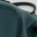 BVLGARI Hand Bag Leather 2way Turquoise Blue Gold Auth BD1376-14