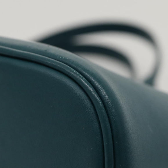 BVLGARI Hand Bag Leather 2way Turquoise Blue Gold Auth BD1376