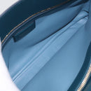 BVLGARI Hand Bag Leather 2way Turquoise Blue Gold Auth BD1376-18