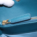 BVLGARI Hand Bag Leather 2way Turquoise Blue Gold Auth BD1376-21