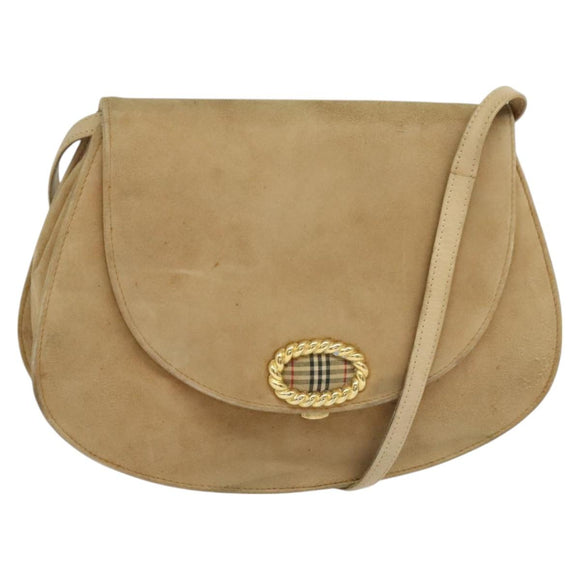 Burberrys Shoulder Bag Suede Beige Auth BD1377