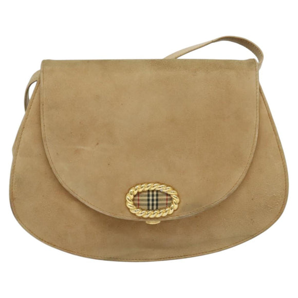 Burberrys Shoulder Bag Suede Beige Auth BD1377
