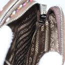 PRADA Shoulder Bag Nylon Leather Brown Pink Silver Auth BD1378V-20