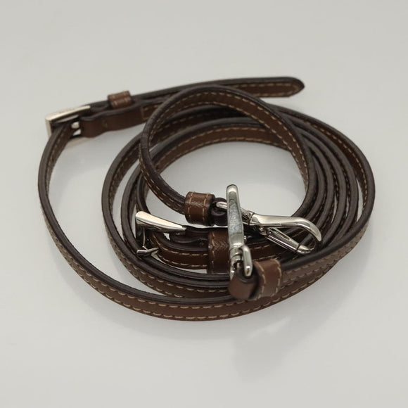 PRADA Shoulder Bag Nylon Leather Brown Pink Silver Auth BD1378V