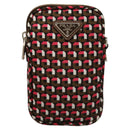 PRADA Shoulder Bag Nylon Leather Brown Pink Silver Auth BD1378V-13