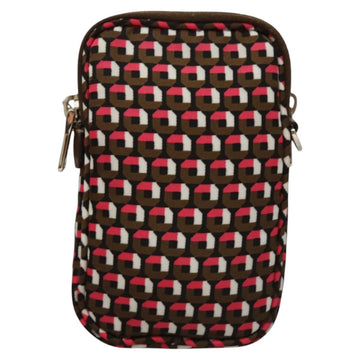 PRADA Shoulder Bag Nylon Leather Brown Pink Silver Auth BD1378V - 0