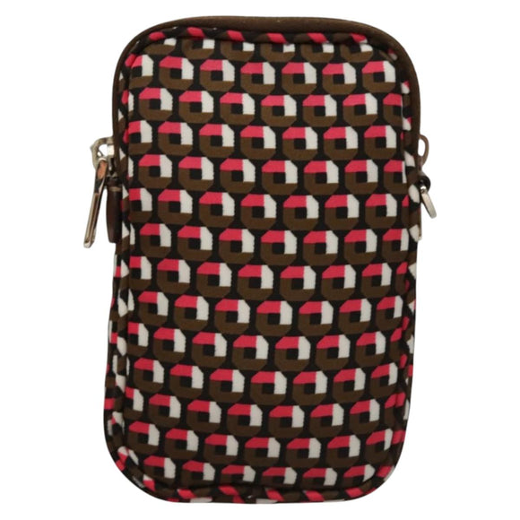 PRADA Shoulder Bag Nylon Leather Brown Pink Silver Auth BD1378V