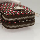 PRADA Shoulder Bag Nylon Leather Brown Pink Silver Auth BD1378V-5