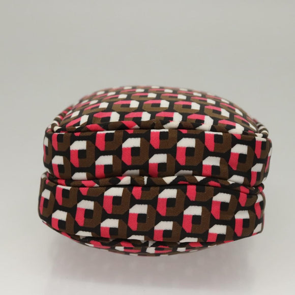 PRADA Shoulder Bag Nylon Leather Brown Pink Silver Auth BD1378V