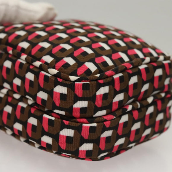 PRADA Shoulder Bag Nylon Leather Brown Pink Silver Auth BD1378V