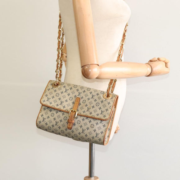 LOUIS VUITTON Monogram Mini Camille Chain Shoulder Bag Blue M92002 Auth BD1396