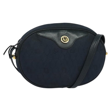 Christian Dior Honeycomb Canvas Shoulder Bag Gold Navy Auth BD1407