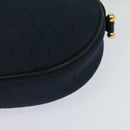 Christian Dior Honeycomb Canvas Shoulder Bag Gold Navy Auth BD1407-14