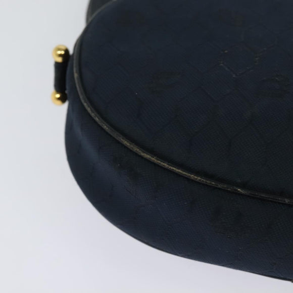 Christian Dior Honeycomb Canvas Shoulder Bag Gold Navy Auth BD1407