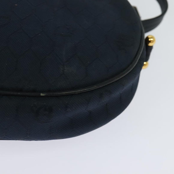 Christian Dior Honeycomb Canvas Shoulder Bag Gold Navy Auth BD1407
