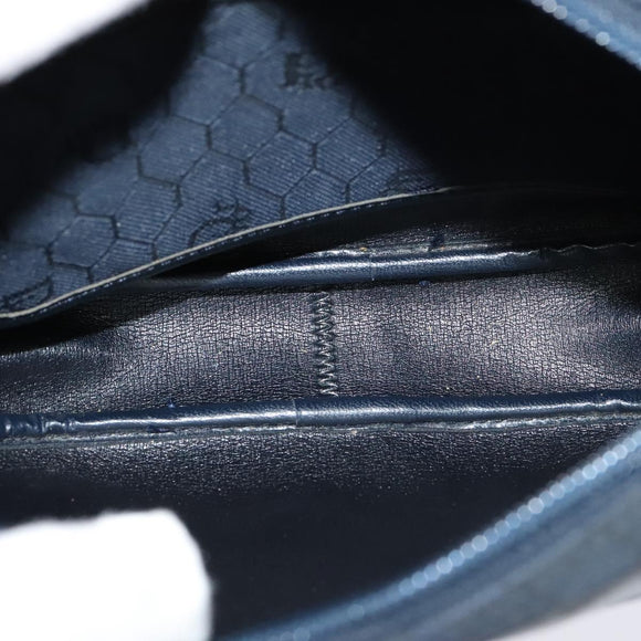 Christian Dior Honeycomb Canvas Shoulder Bag Gold Navy Auth BD1407