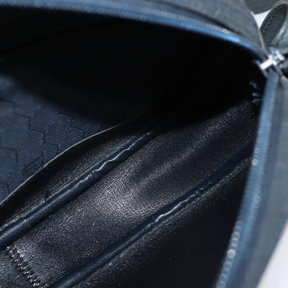 Christian Dior Honeycomb Canvas Shoulder Bag Gold Navy Auth BD1407