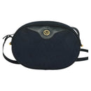 Christian Dior Honeycomb Canvas Shoulder Bag Gold Navy Auth BD1407-13