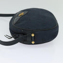 Christian Dior Honeycomb Canvas Shoulder Bag Gold Navy Auth BD1407-3