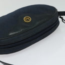 Christian Dior Honeycomb Canvas Shoulder Bag Gold Navy Auth BD1407-6