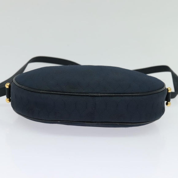 Christian Dior Honeycomb Canvas Shoulder Bag Gold Navy Auth BD1407