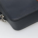 PRADA Clutch Bag Safiano leather Navy Silver Auth BD1408-15