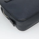 PRADA Clutch Bag Safiano leather Navy Silver Auth BD1408-17