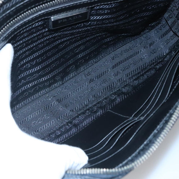 PRADA Clutch Bag Safiano leather Navy Silver Auth BD1408
