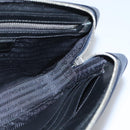 PRADA Clutch Bag Safiano leather Navy Silver Auth BD1408-21