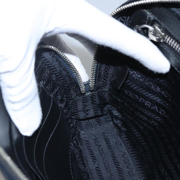 PRADA Clutch Bag Safiano leather Navy Silver Auth BD1408