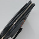 PRADA Clutch Bag Safiano leather Navy Silver Auth BD1408-6