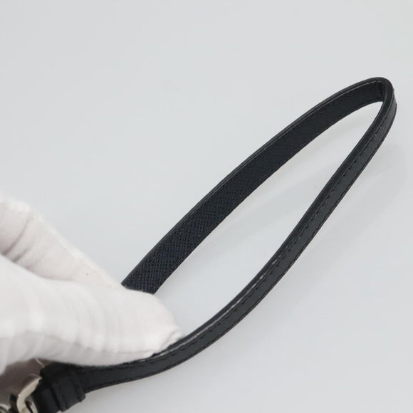 PRADA Clutch Bag Safiano leather Navy Silver Auth BD1408