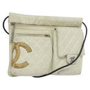 CHANEL Shoulder Bag Lamb Skin White CC Auth BD1411-1