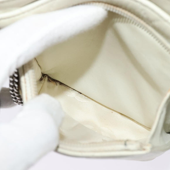 CHANEL Shoulder Bag Lamb Skin White CC Auth BD1411