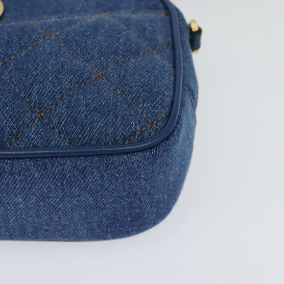 VERSACE Medusa Shoulder Bag Denim Blue Gold Auth BD1427