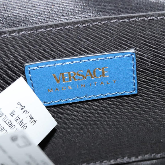 VERSACE Medusa Shoulder Bag Denim Blue Gold Auth BD1427