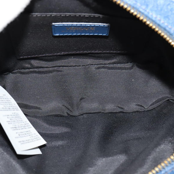 VERSACE Medusa Shoulder Bag Denim Blue Gold Auth BD1427