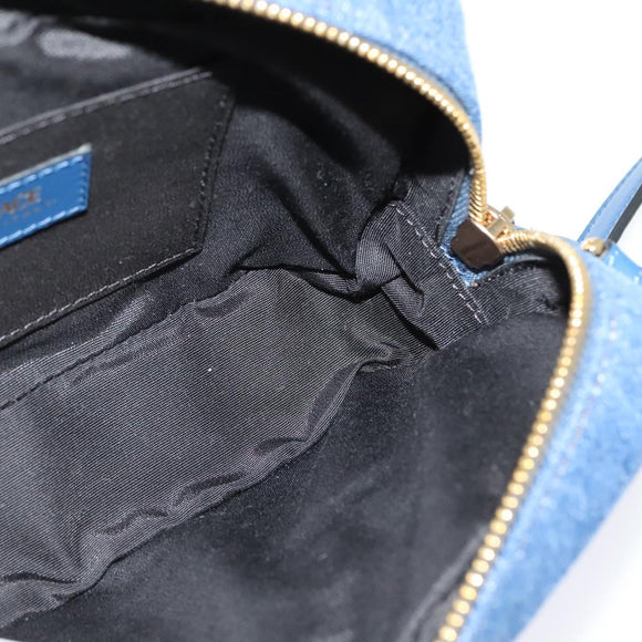 VERSACE Medusa Shoulder Bag Denim Blue Gold Auth BD1427