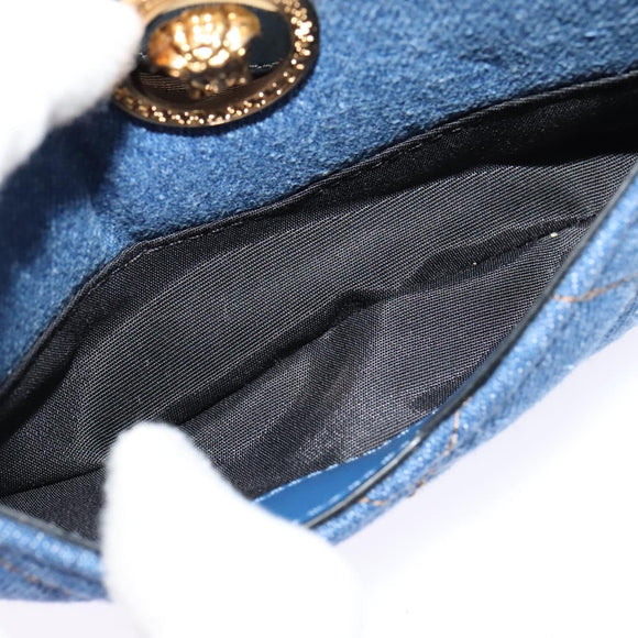 VERSACE Medusa Shoulder Bag Denim Blue Gold Auth BD1427