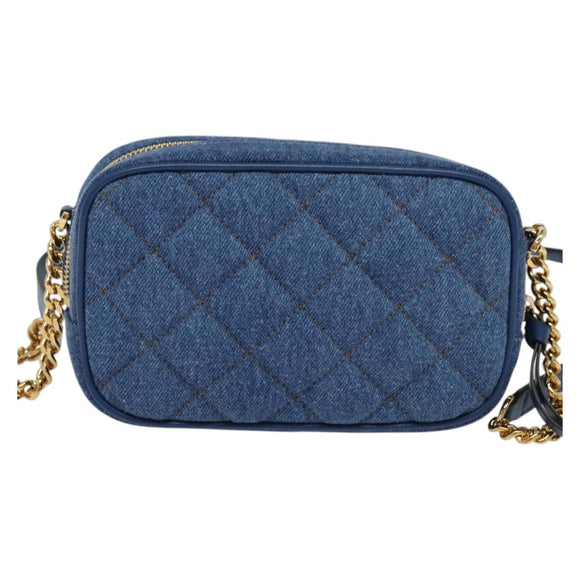 VERSACE Medusa Umhängetasche Denimblau Gold Auth BD1427