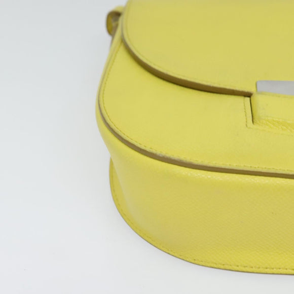 CELINE Shoulder Bag Leather Yellow Auth BD1446