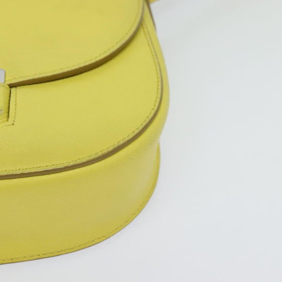 CELINE Shoulder Bag Leather Yellow Auth BD1446