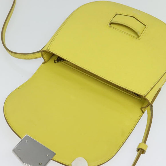 CELINE Shoulder Bag Leather Yellow Auth BD1446