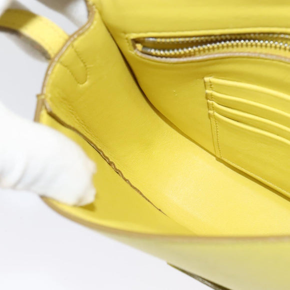 CELINE Shoulder Bag Leather Yellow Auth BD1446
